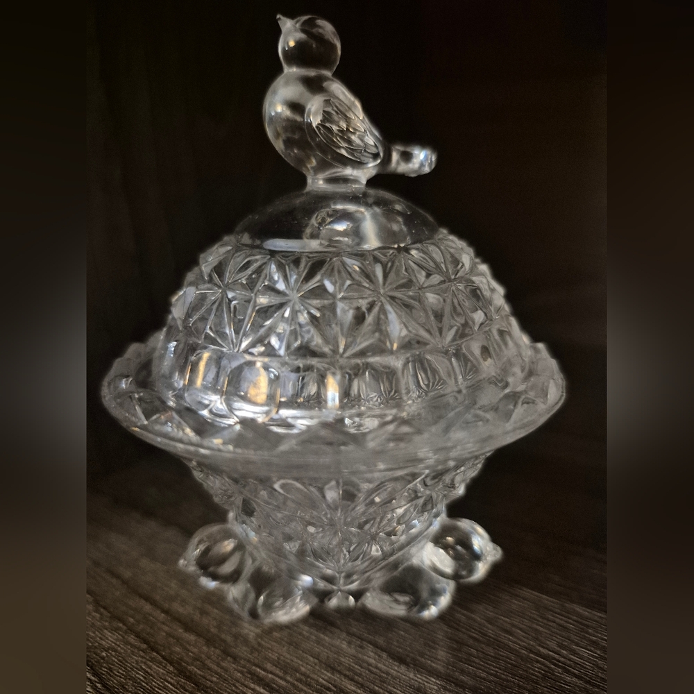 1982 Hofbauer Byrdes German Lead Crystal Bird Ring Jar